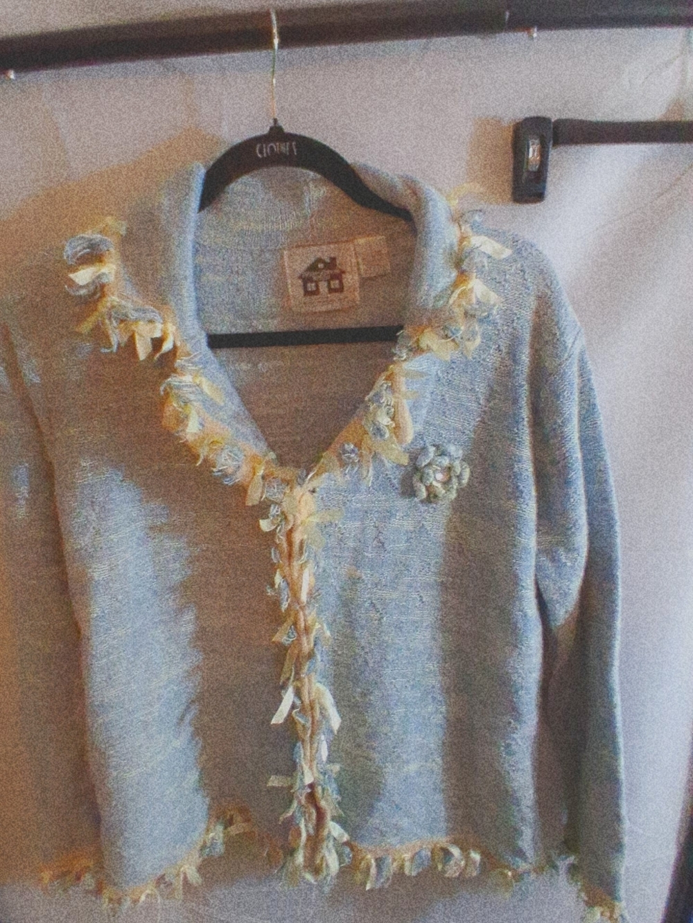 Storybook Knits Gray Cardigan with Yellow Trim